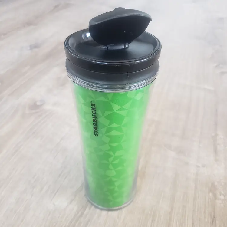 Starbucks 2011 Lenticular Coffee Tea Tumbler Cup Green Grande 16oz Flip Top