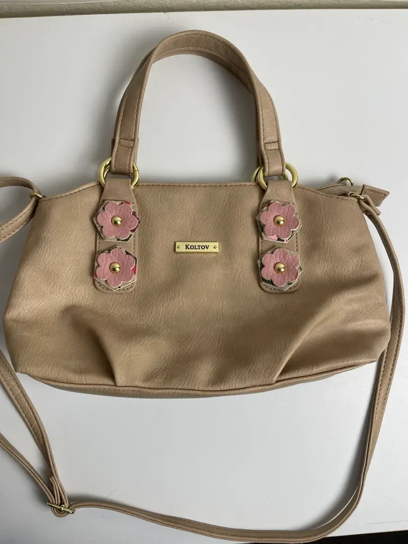 Koltov Women's Faux Leather Tan Shoulder Cross Body Purse Chic Preppy Boho Y2K