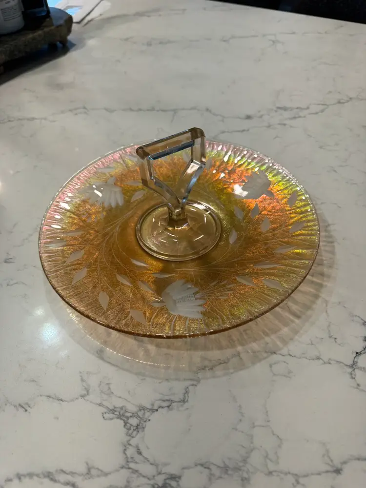 Vintage Iridescent Glass Serving Tray