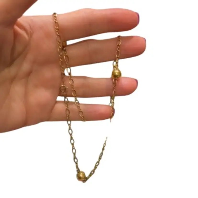 Gold Tone Chain With Gold Tone Balls Necklace