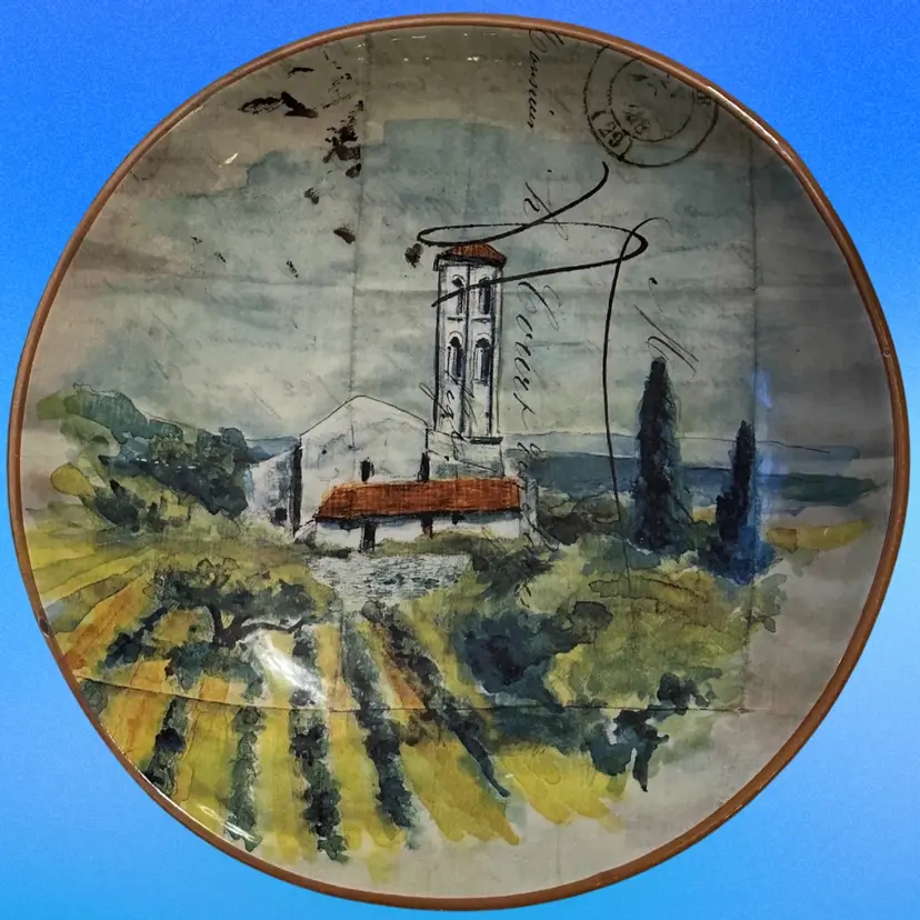 “Paysage” By Marc Lacaze For William-Sonoma 14” X 14” Salad, Pasta Serving Bowl Made In Italy
