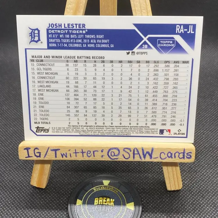 Josh Lester 2023 Topps Chrome B&W Mini Diamond Detroit Tigers
