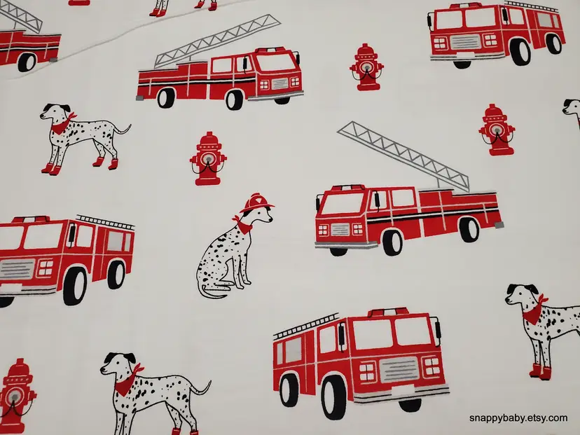 Firefighter Icons Flannel Fabric Remnant - 100% Cotton - Choose Size - Soft Craft & Quilting Fabric