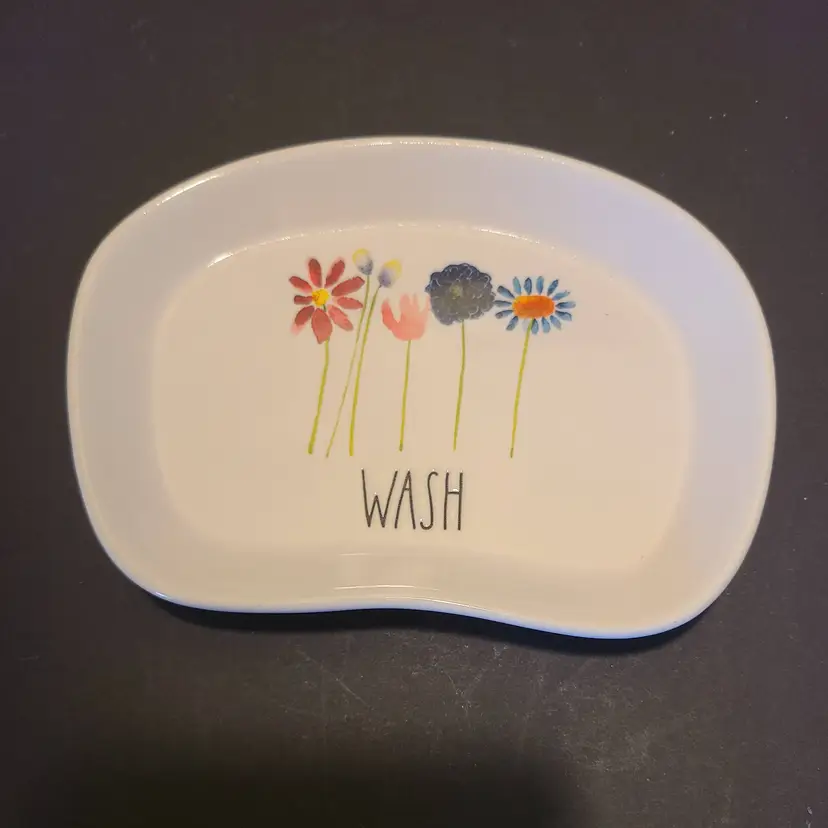 Rae Dunn "Wash" Floral Soap Dish or Trinket Dish Artisan Collection by Magenta
