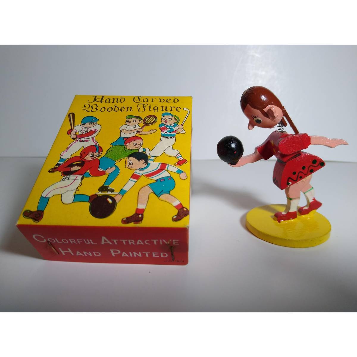 Niknax · Female Bowler Nodder Wood Figure Comical Sports Graphic Box ...