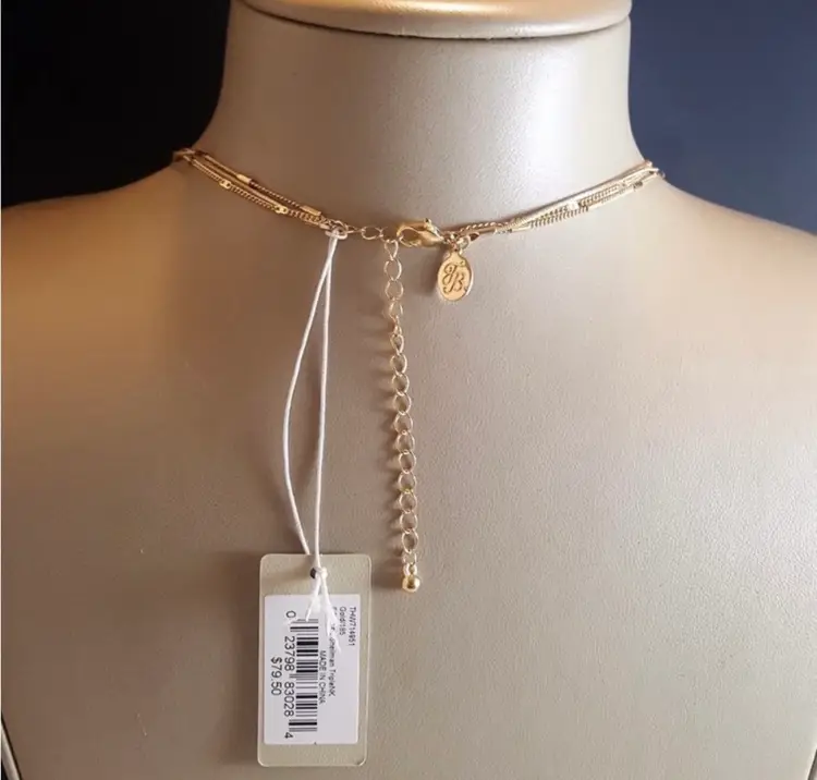 Tommy Bahama 3 Layer Gold Long Necklace With CZ Accents