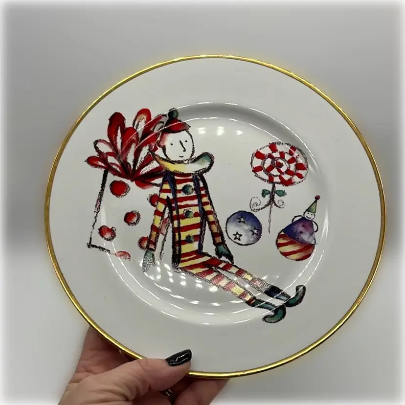 Made in Italy Christmas Ornament Salad Dessert Plate Rosanna 7.75”