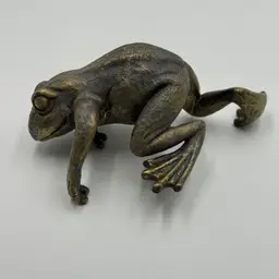 Ceramic Hanging Frog Toad Figurine With Faux Bronze Glaze