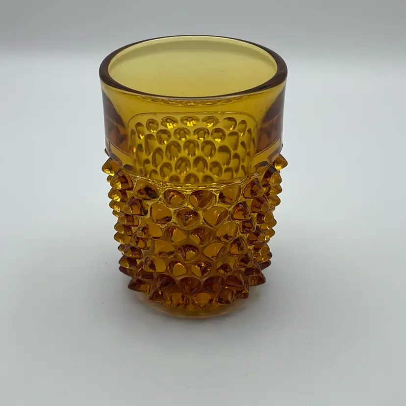 Vintage, Hobnail, Amber, Glass, Cup, Votive Holder