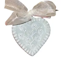 Isabel Bloom Heart Forget Me Not Stone Ornament 3.5”