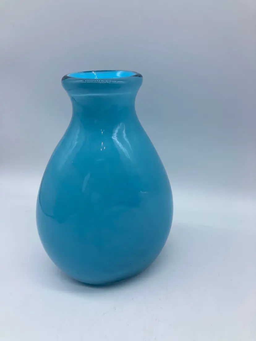 Light Blue Cased Glass Vase