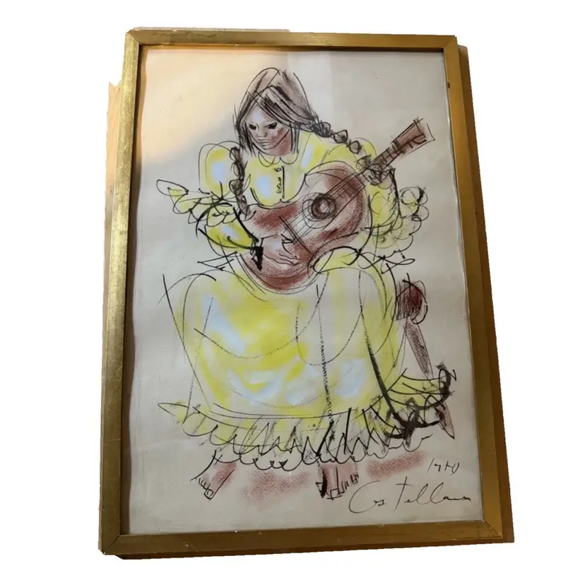 Elena Castellanos Latin American Art or Mid-Century Watercolor Signed Original