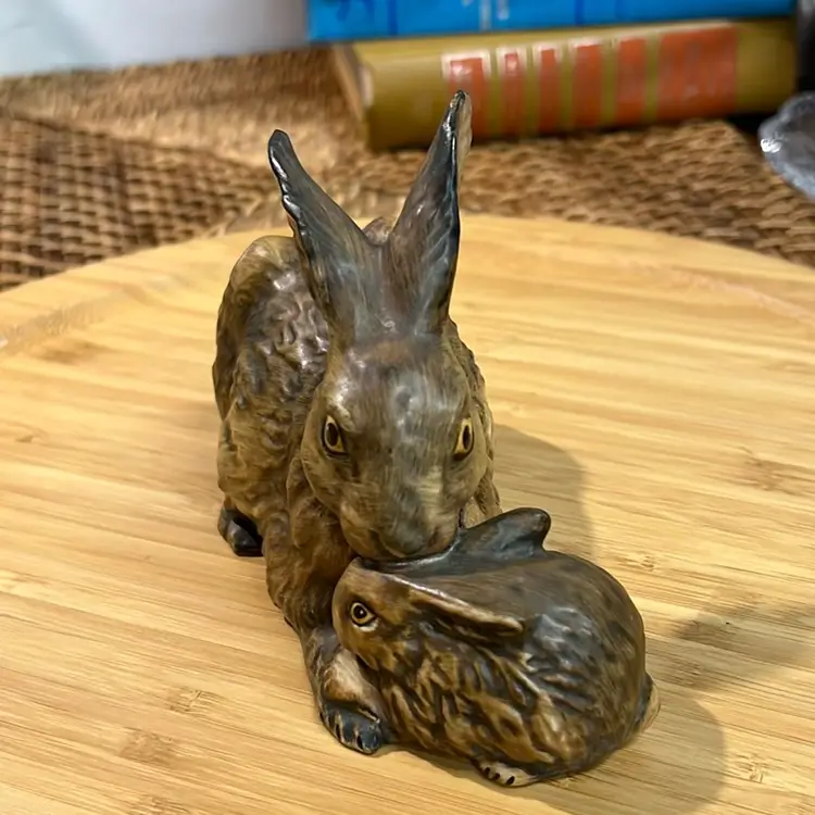 1975 Stamped And Dated vintage Goebel figurine of a rabbit with baby bunnies. West Germany Stamp!