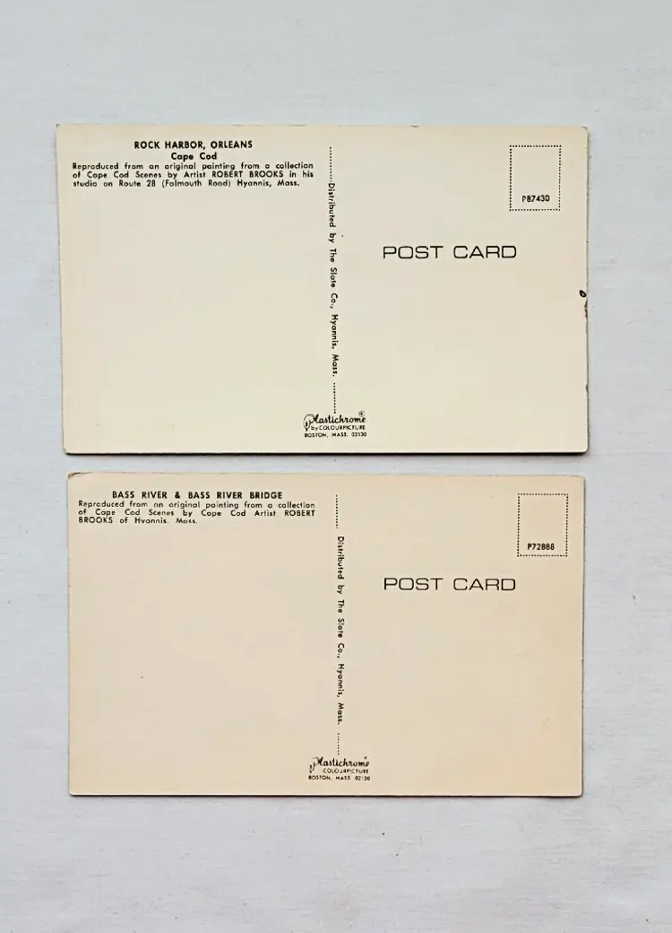 Set of 2 Colored Cape Cod Post Cards