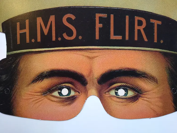 Vintage HMS FLIRT Sailor Paper Mask Eye Mask Costume Reenactment Theater Prop