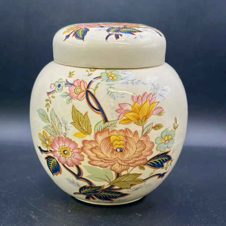 Sadler Staffordshire England Floral Ginger Jar 5”