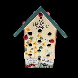 Wooden Painted Ladybug Inn Decor, Wooden Hand Painted Insect House Decor, Painted Wood Bug House, Cute Garden Style Decor, Cottage Decor