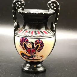 Hand Painted Greek Vase Ceramic Art Pottery Made in Greece 3”