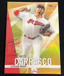 Carlos Carrasco 2017 Topps Finest Gold Refractor /50 #20 Indians Cleveland Guardians
