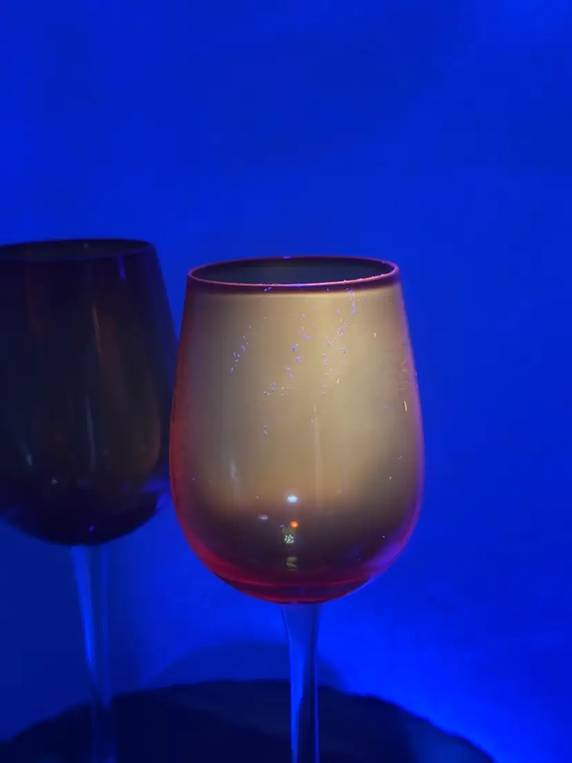 Amberina Cadmium Glow Ombre Wine Water Goblets Clear Stem Glasses Set Of 2