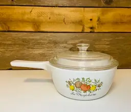 Vintage Corning Ware Spice of Life Range Top 750 ml Quart Saucepan and Lid Mid Century Retro Country
