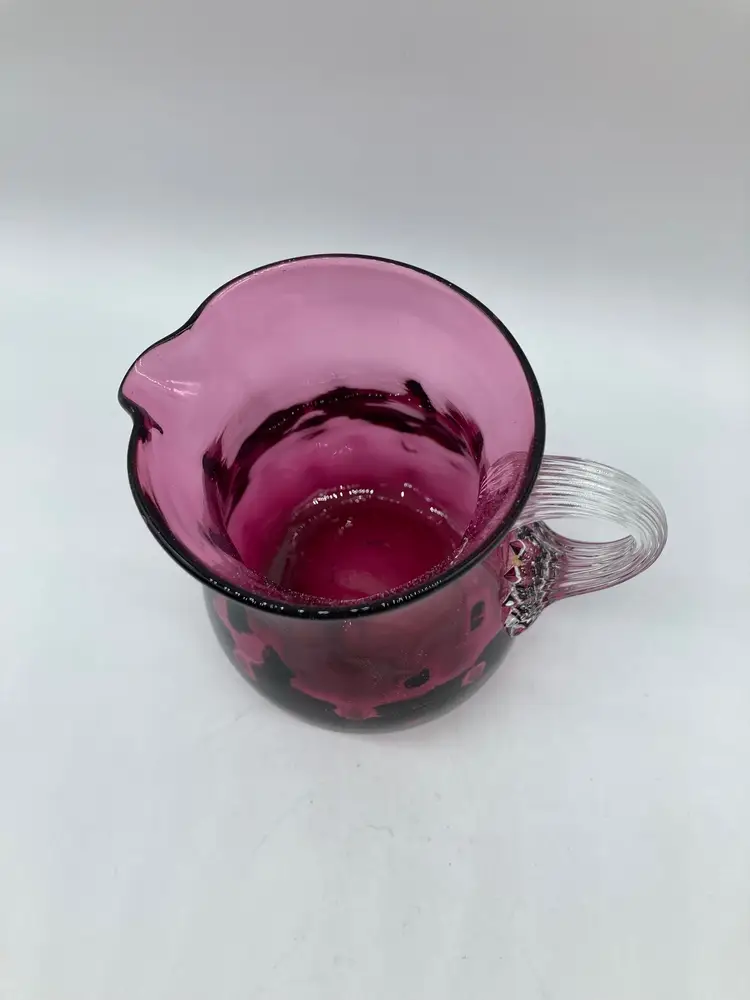 Vintage PILGRIM Cranberry Glass Small Pitcher – 3.75” Tall