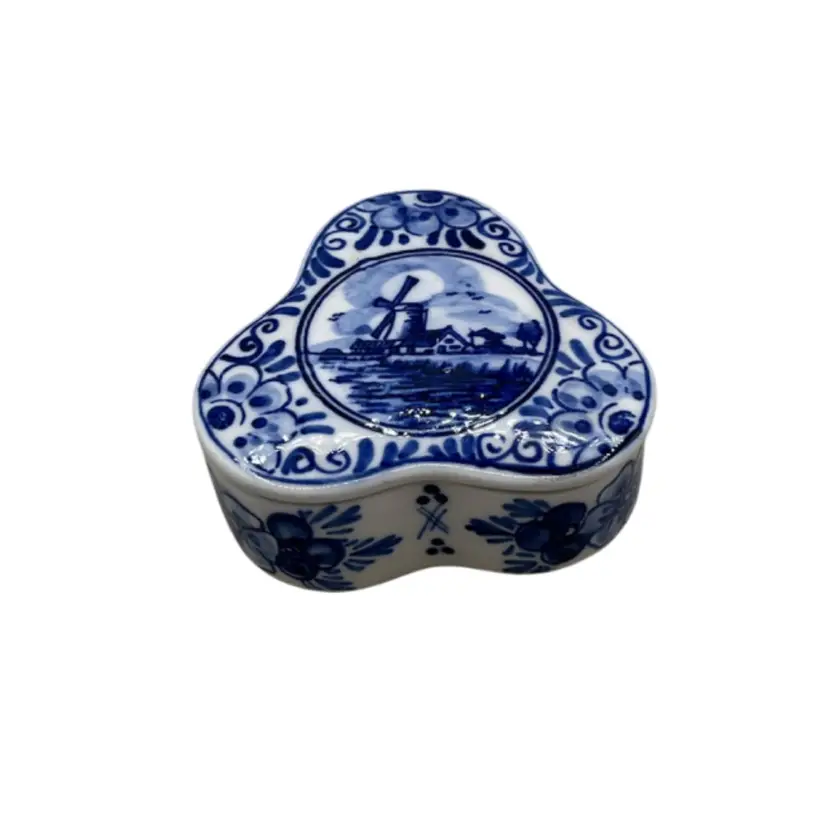 Delfts Blue Windmill Small Ceramic Trinket Box