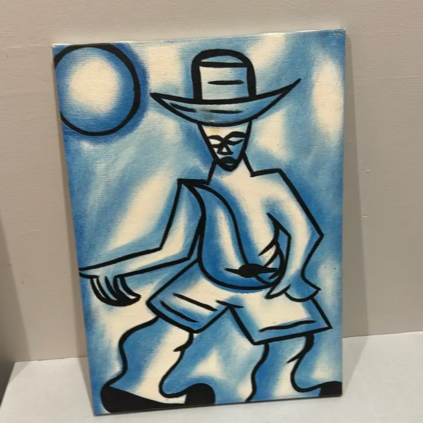 Blue Painting On Canvas 15x11