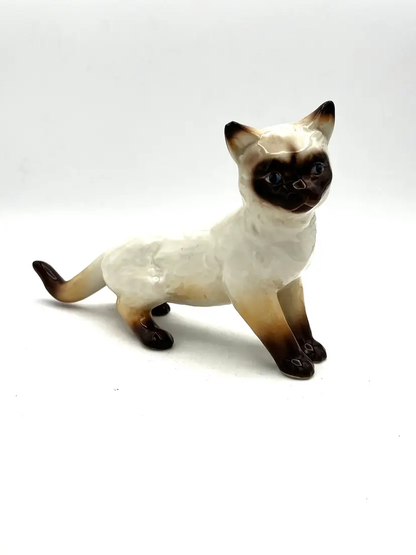 Austria 🇦🇹 VINTAGE Wien Keramos Wiener Kunst Keramik Siamese Cat Hunting Figurine 10"X5"