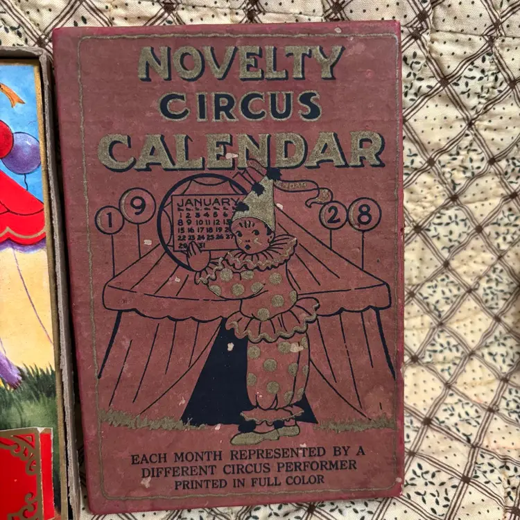 #1-Antique 1928 Novelty Circus Calendar- In Original Box- Never Used