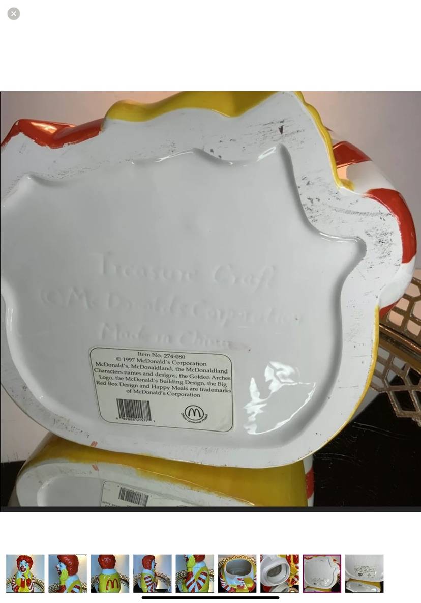 Cookie Jar Ronald McDonald Vintage Mint #M25