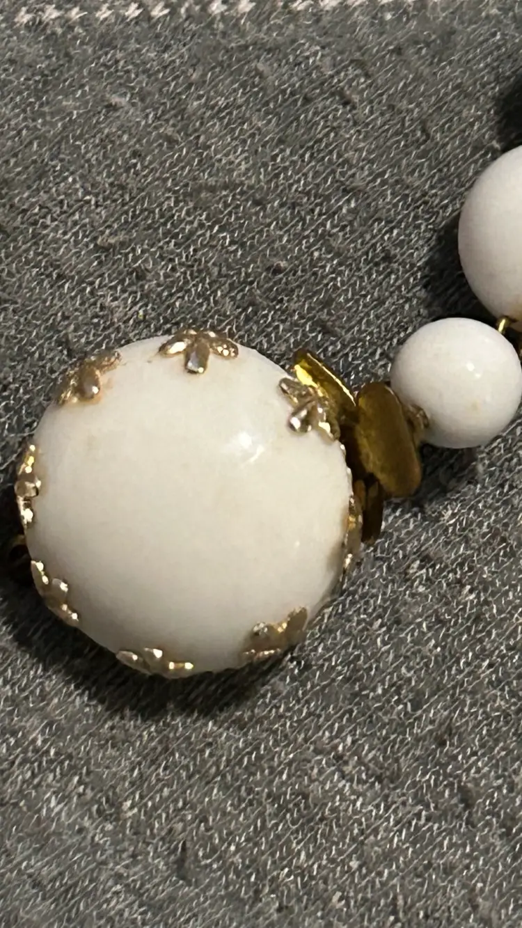 Vintage “MadeAustria” Costume Jewelry Necklace White Beads 