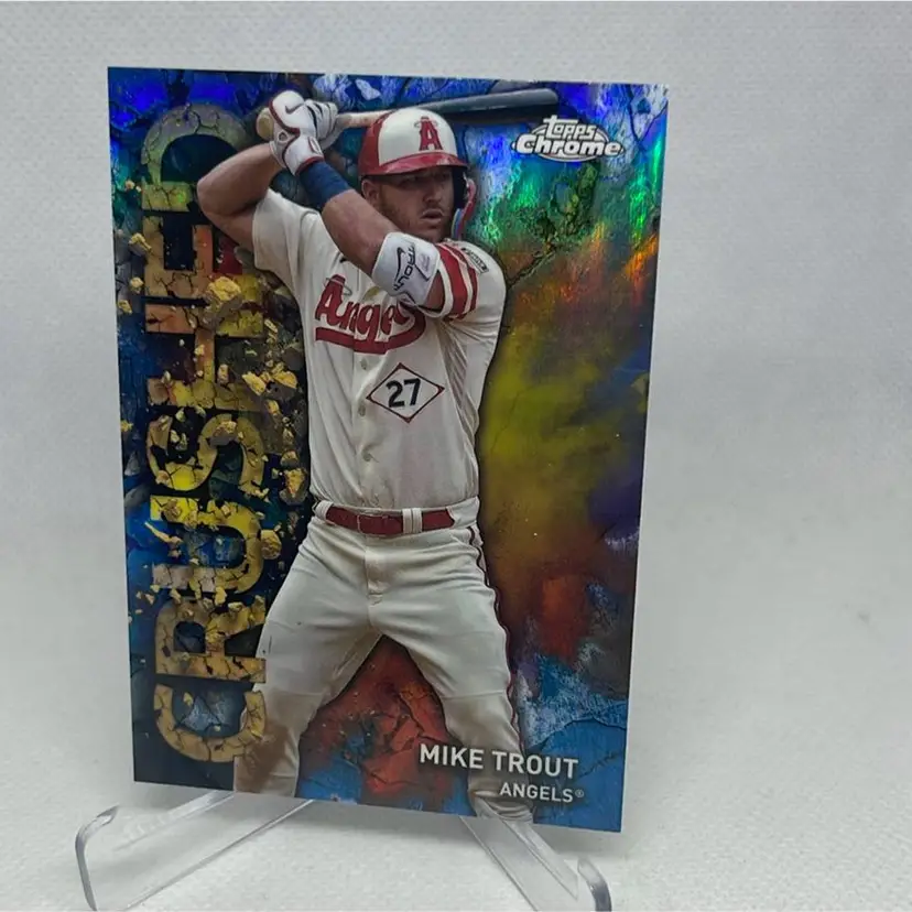 2023 topps chrome update crushed mike trout Angels
