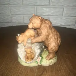 Home Interiors & Gifts Curious Cubs Porcelain Brown Bears #1435 HOMCO