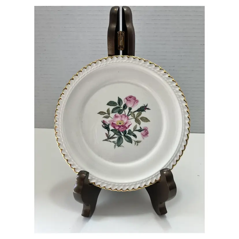(4) Vintage Harker pottery, wild rose, dessert plates