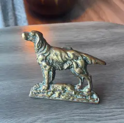 Vintage Solid Brass English Setter Dog Free Standing Figurine