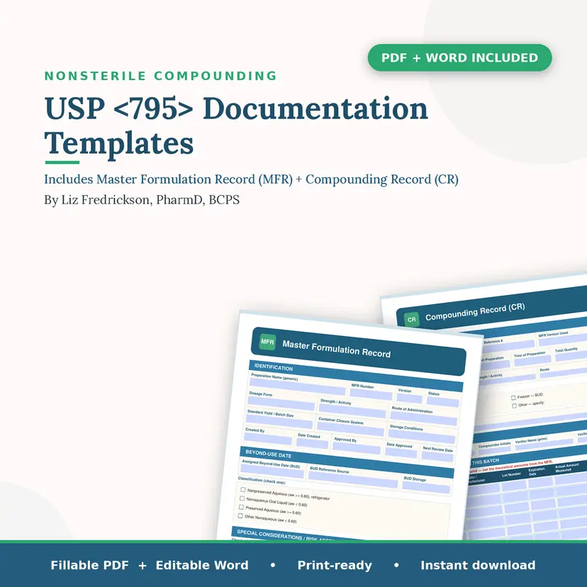 USP <795> Documentation Templates