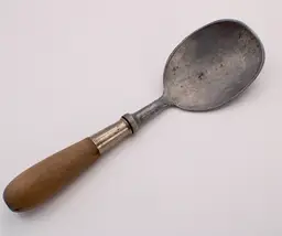 Ice Cream Parlor Scoop Spade Aluminum Old Fashioned Spoon Wood Handle Vtg