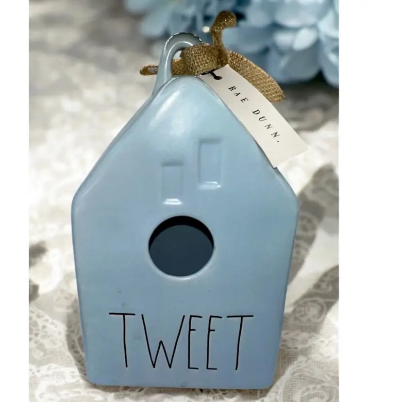 Rae Dunn Birdhouse -TWEET- Cottage Core Artisan Collection Ceramic Blue 2020