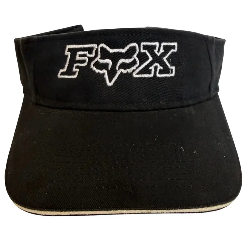 Vintage 90’s/ Y2K FOX Racing Motocross Logo Black Sun Visor Adjustable Hat