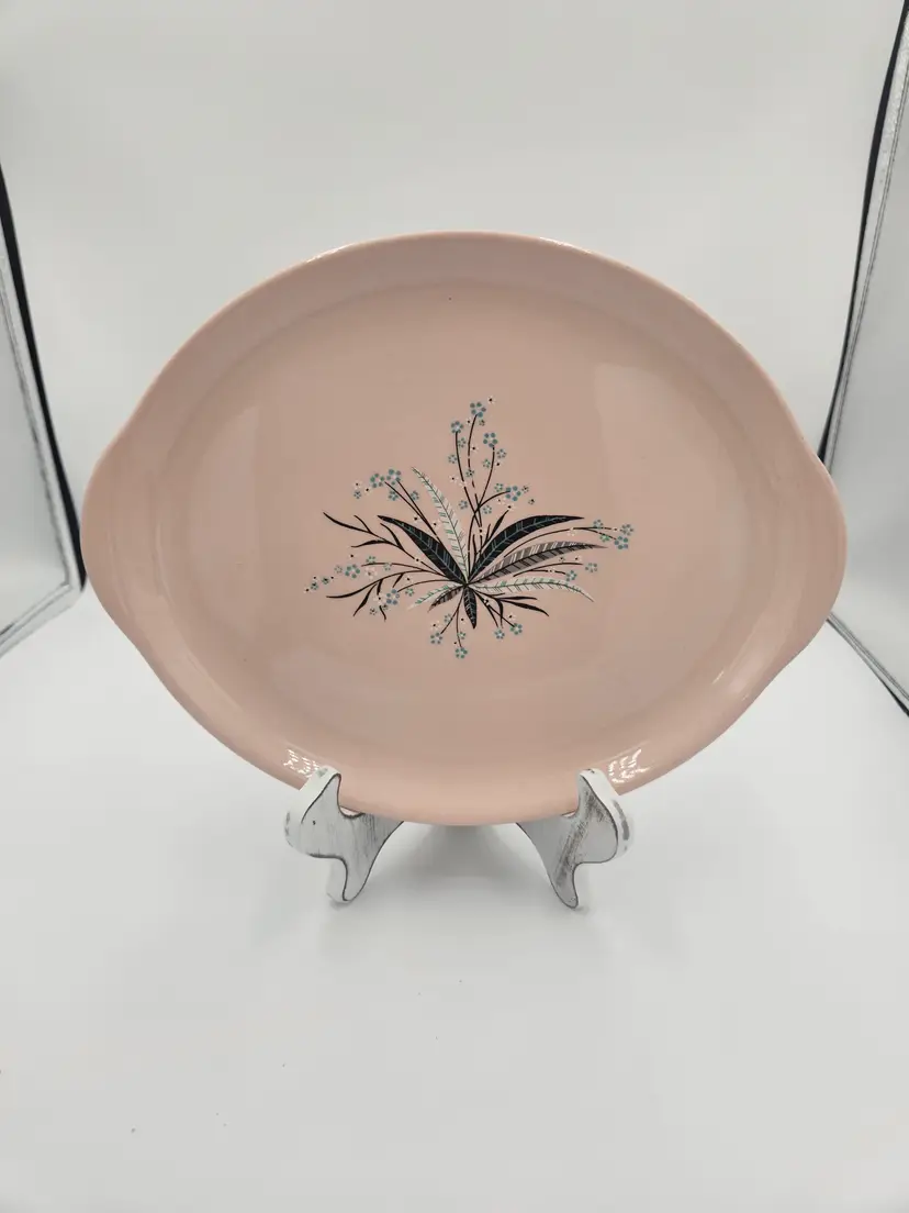 #B50 Crooksville Pink Carnations Small Platter