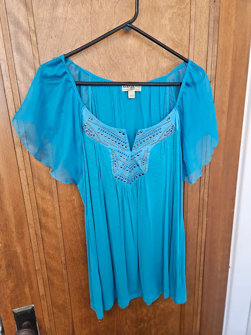 Energe by One World Aqua Blue Top, L