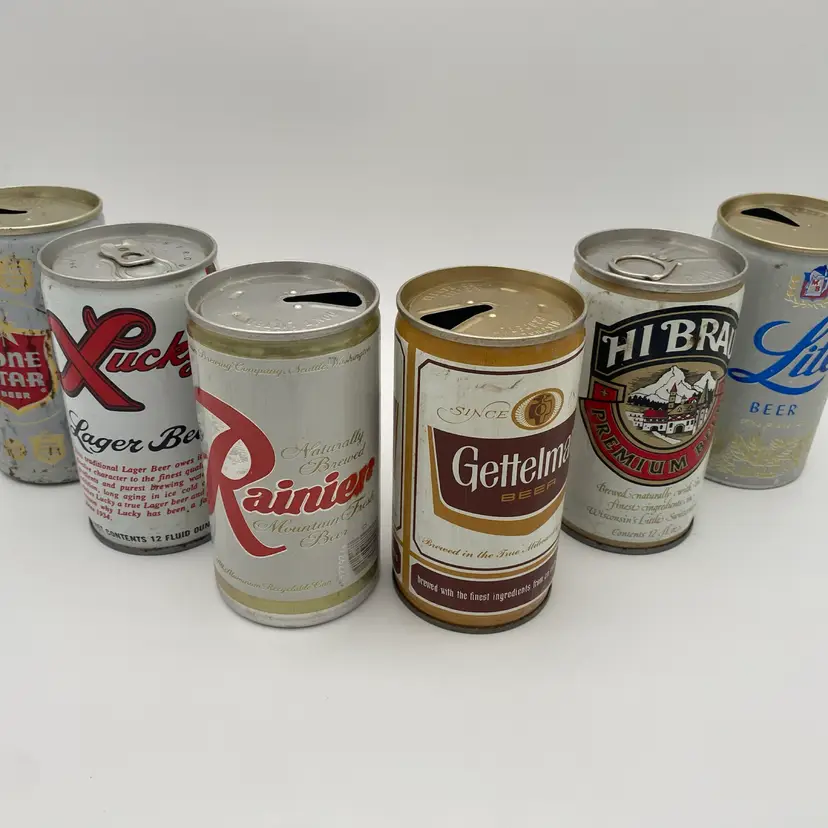 Collectible Beer Can Bundle - Vintage Mixed Brand Six Pack #1