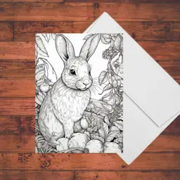8 Rabbit Flower Garden Adult Coloring Cards: DIY Handmade Greeting Card Kit with Envelopes