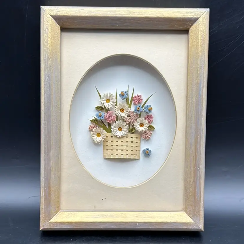 3D Paper Quilling Wood Wall Art Decor Frame Spring Flowers 8x6