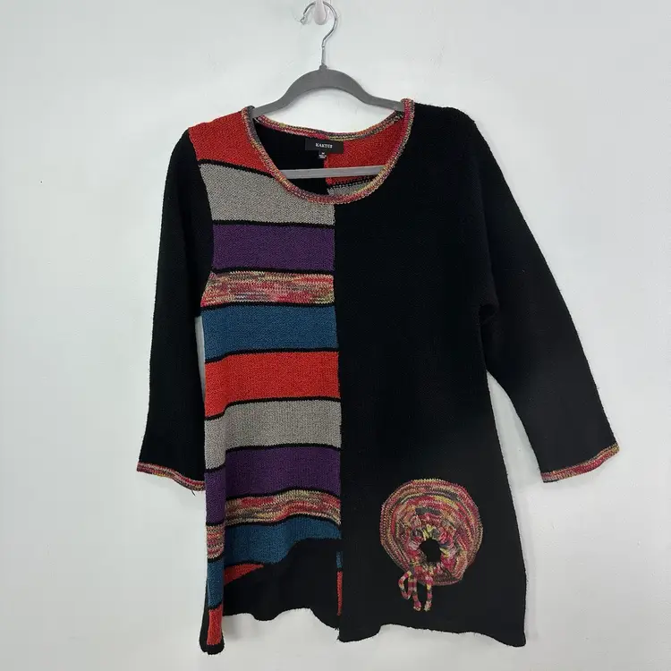 Kaktus Size Medium Color Block Art Teacher Sweater Black & Multicolor Design