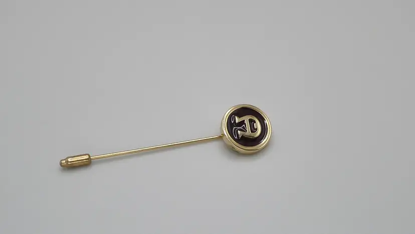 Vintage Stylized Letter A Etienne Aigner Stick Pin Enameled Gold Tone Luxury Designer 2.5"