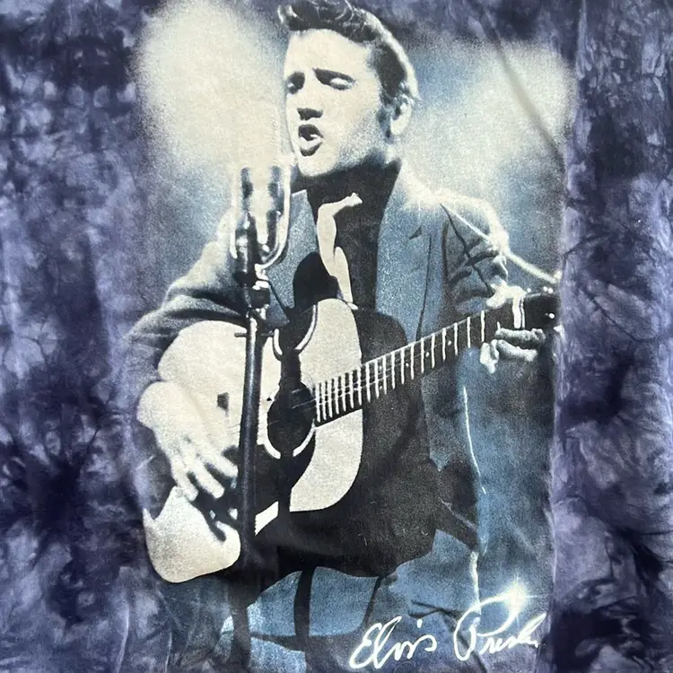Two-Tone, Blue Tie-Dye, Elvis Presley Sleeveless Shirt. Size Extra Large.