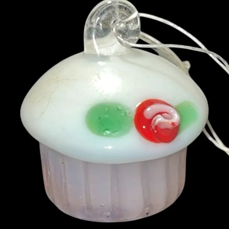 Blown Glass Cupcake Ornament