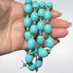 Vintage MCM Japan Blue Bead Necklace 18”-20” As Is